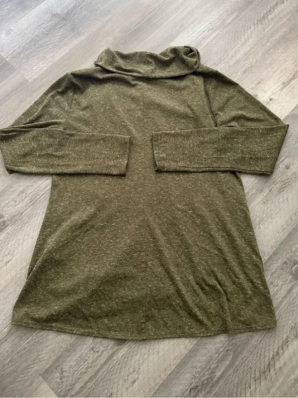 Forever21 Asymmetrical Zip Sweater Olive Green Medium Shacket - Image 8
