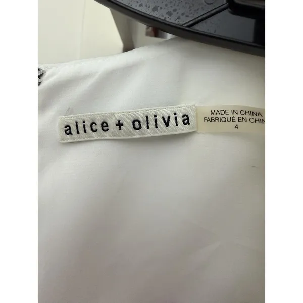 Alice + Olivia Shift Mini Dress Womens Size 4 White Satin Cocktail Lined #CC1-1 - Image 3