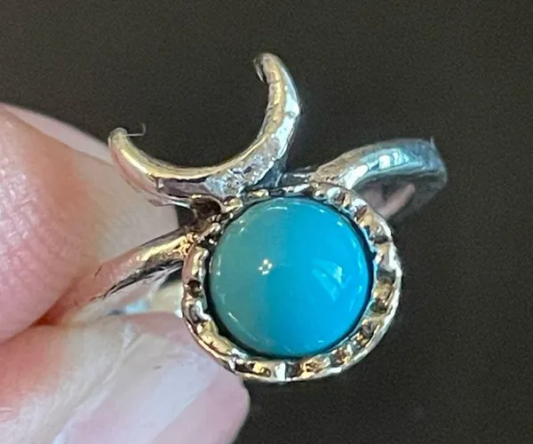 The Moon Turquoise stone moon ring size 4 - Image 7