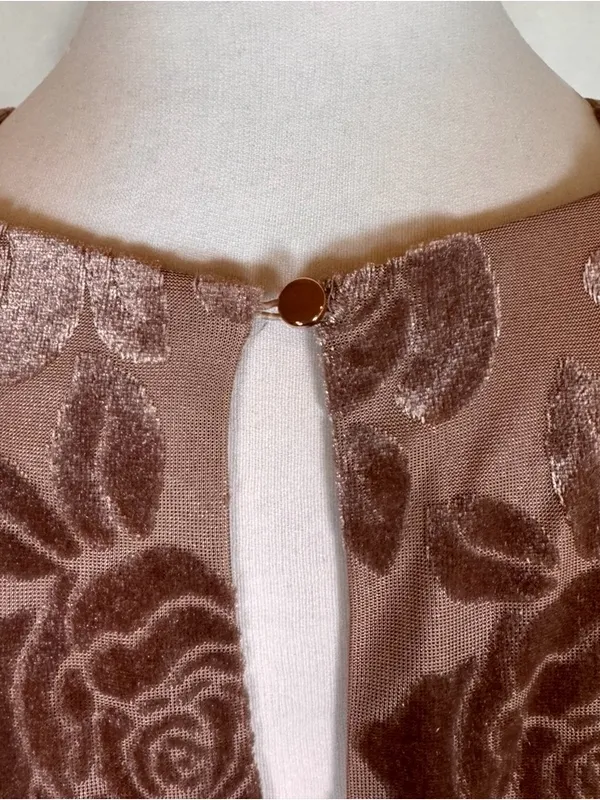 Candie’s Velvet Rose Mini Dress XL Blush Pink Burnout Floral Party Cocktail - Image 5