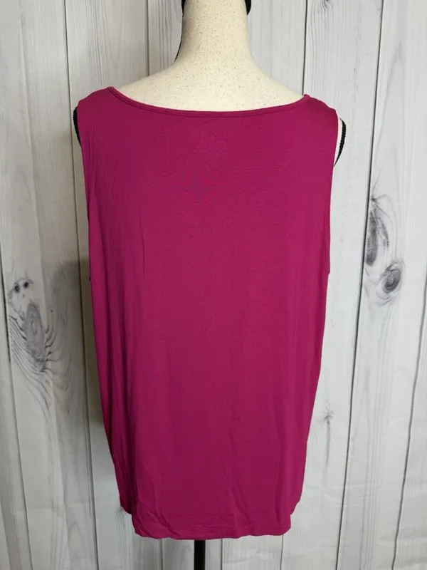 Chico's Sleeveless V-Neck Tank Top Size 3 XL Hot Pink Minimalist Capsule Rayon - Image 6