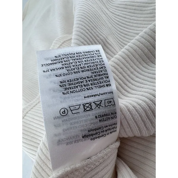 H&M Maternity Mama Long Sleeve Shirt Ribbed Basic Crewneck Minimalist Ivory - Image 13