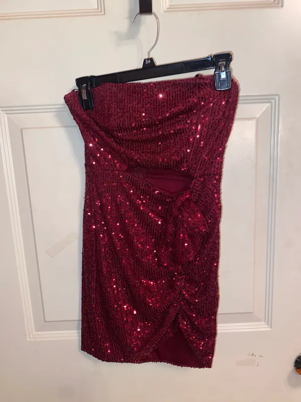 Red Sequence Tie Party Dress Size XS - Image 2