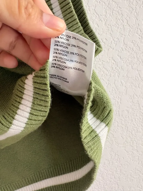 Urban Outfitters Olive & Lavender V-Neck Striped Sweater Vest - Image 4
