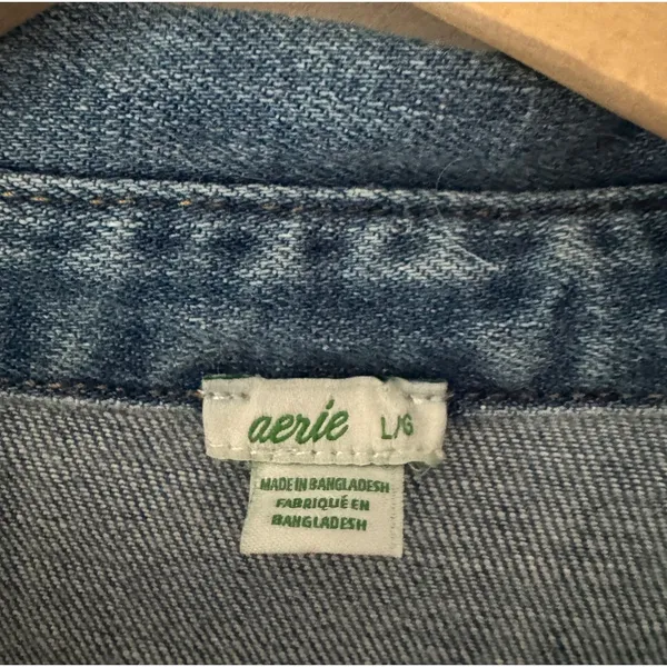 Aerie Dark Wash Denim Shacket Shirt Jacket Oversized - Image 9