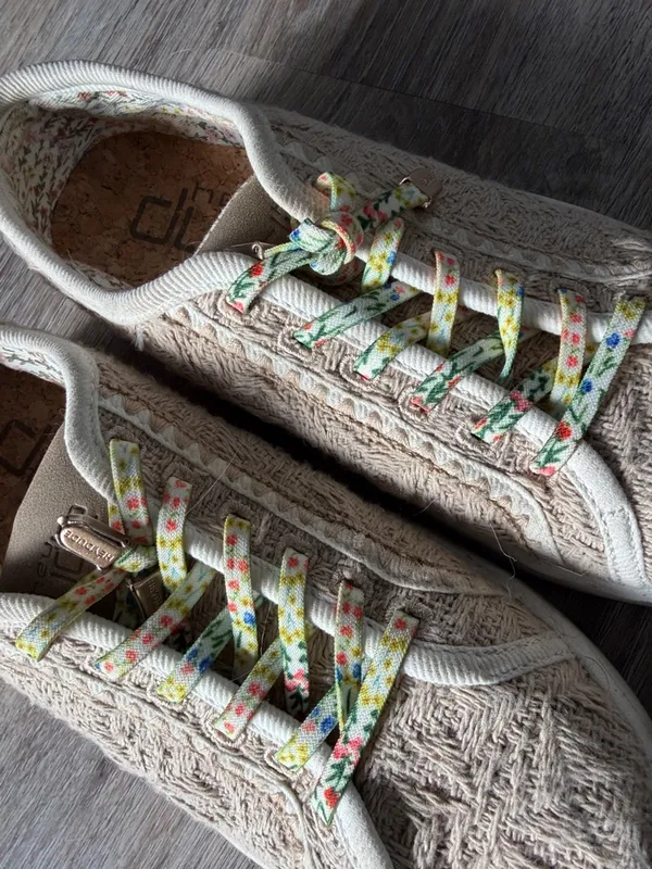 Hey Dude Karina Nut Crochet Sneakers w/ Floral Laces Women’s Size 5 - Image 12