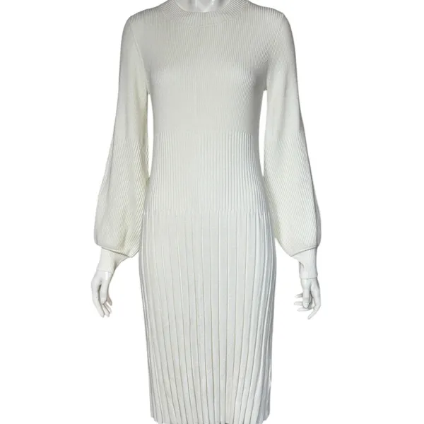 BEAUTIFUL by Lawrence Zarian Rayon Blend Elegant White Knit Dress S Small G#56 - Image 14