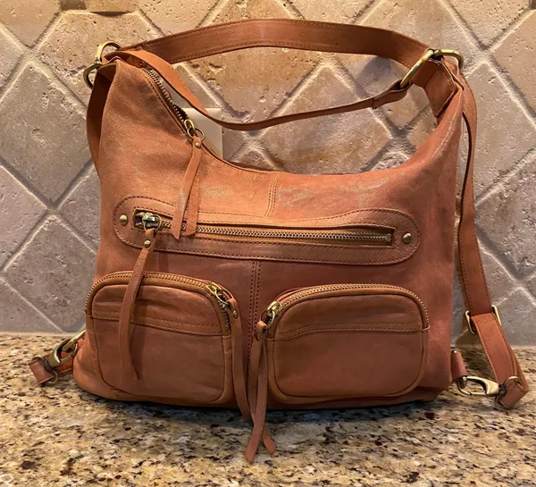 Three Way Hobo Backpack/Shoulder Bag Brown - Image 5