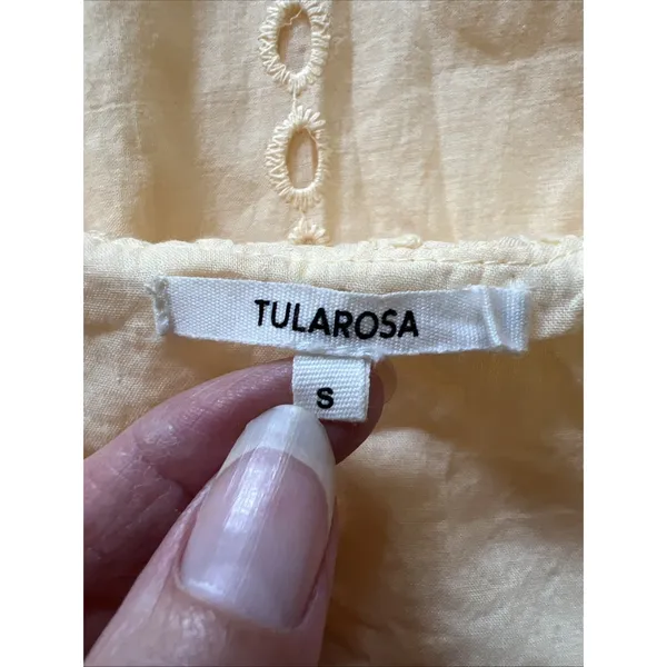 Tularosa Este Dress Size Small Butter‎ Yellow Eyelet Button Front Cottagecore - Image 8