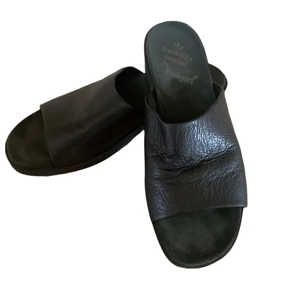 Rockport Black Leather The Walking Sandal Slides Womens 7W - Image 8