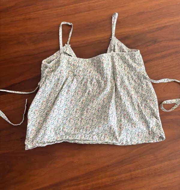 John Galt Olive Floral Edith Linen Tank Top - Image 3