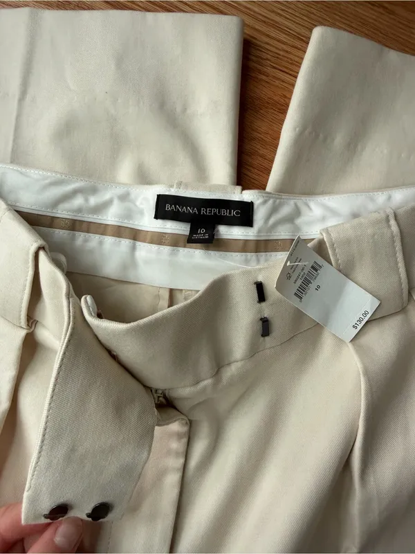 Banana Republic Cruise Cropped Wide Leg Pants Cream NWT 10 - Image 6
