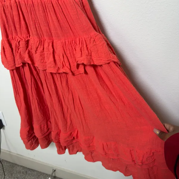 J Luxe Label Women 100% Cotton Dress S Orange Cottage Western Boho Whimsy Tiered - Image 4