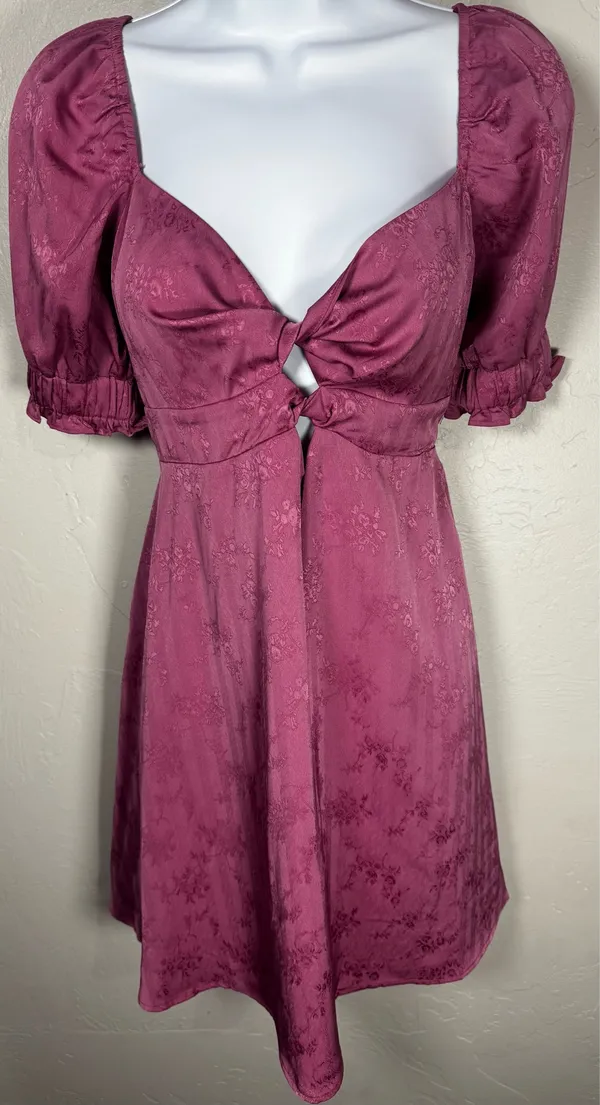 Gianni Bini Rose Pink Floral Jacquard Dress Size Large - Image 3