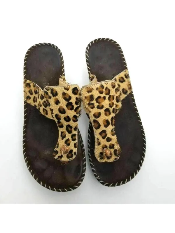 Gabriella Womens Thong Sandals Black Animal Print - Image 3
