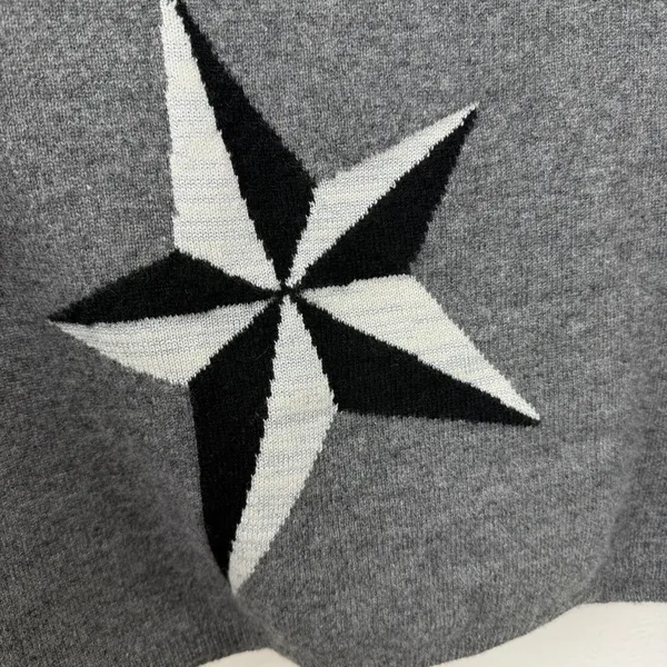 Sofiacashmere Sweater Womens Medium Gray Star Print Cashmere Blend Pullover - Image 2