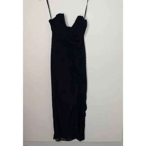 Katie May Come On Home Black Swiss Dot Midi Dress Womens Small Black Tie Event - Image 2