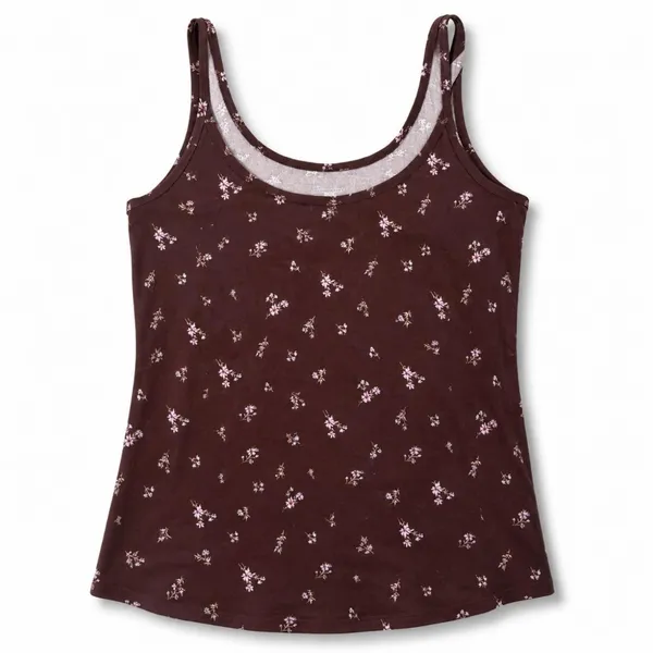 No Boundaries Burgundy Ditsy Floral Tank Top Y2K Coquette L - Image 8