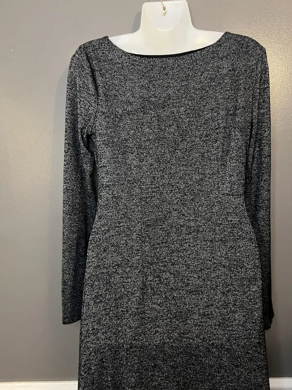 LOFT Dress Womens Small Gray Knit Long Sleeve Ruched Side Sheath Work Office - Image 7