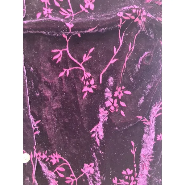 Jaclyn Smith Classic Plus Button Down Women X Purple Floral Velvet Burnout‎ Top - Image 6