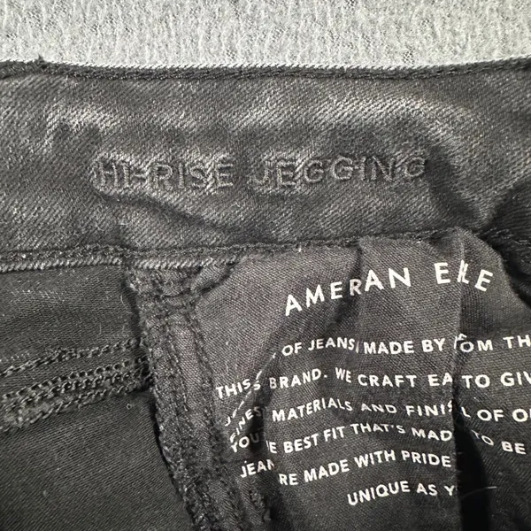 American Eagle Hi-Rise Jeggings Size 00 Regular‎ Black Wash Denim Skinny Jeans - Image 5