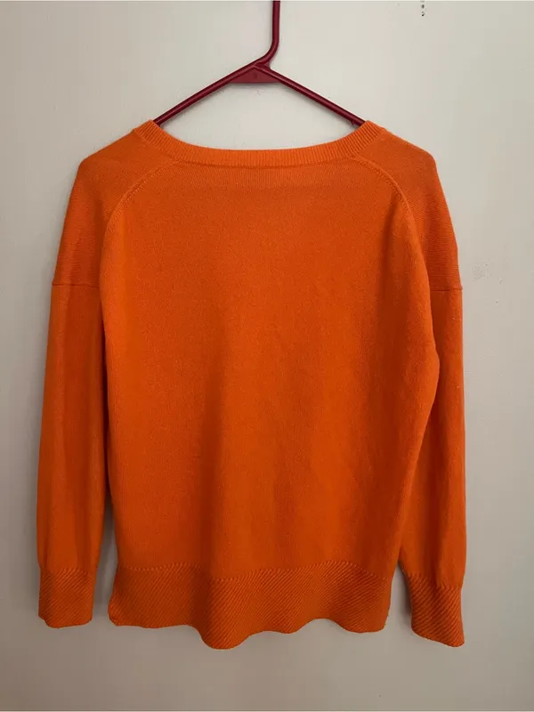 Peter Millar Bright Orange V-Neck Cashmere Sweater - Image 2