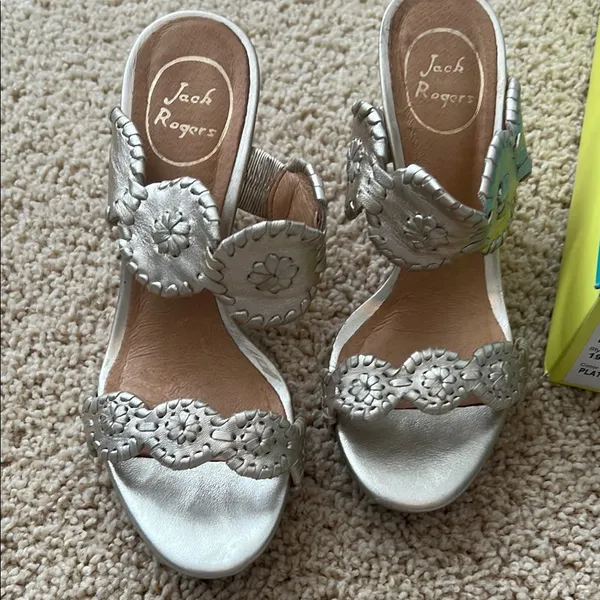 Jack Rogers Platinum Wedge Sandals - Image 5