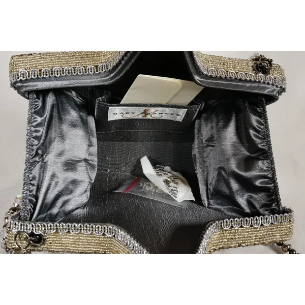 RARE Mary Frances Super Star Silver Gold Beaded Holiday Purse Handbag NEW!! - Image 9
