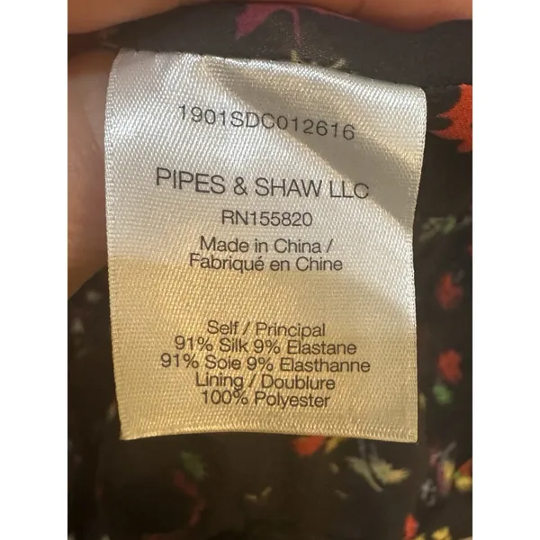 Veronica Beard Monica Silk midi dress Black Multi Floral Size 8/10 Sundress - Image 5