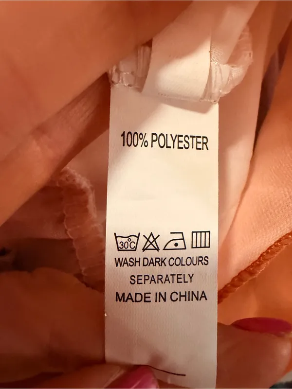 Source Unknown Orange and Pink High-Low Tiered Midi Dress - Image 3