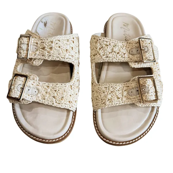 Matisse Sandals Women's 8M Posey Cream Raffia Crochet Slides Boho - Image 2