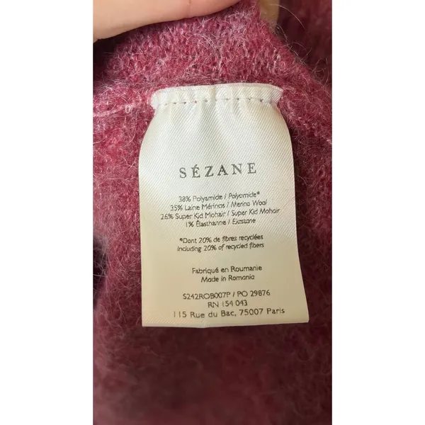 Sezane Enola sweater dress in rosewood balloon sleeves sz S - Image 4