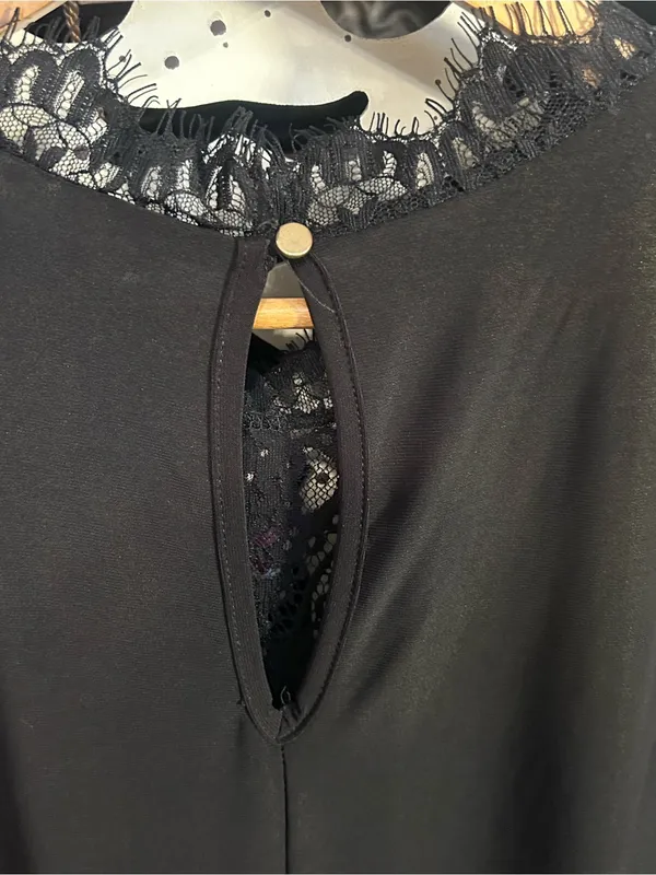 Pink Peony Black Lace Sleeveless Blouse Top Size Large L Keyhole Back NWT - Image 8
