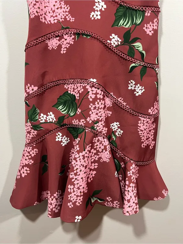 KEEPSAKE the Label Maroon Floral Halter Midi Dress Size XS - Image 3