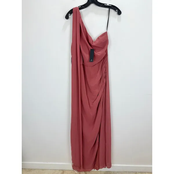 Lulus Adeline Rusty Rose One Shoulder Scarf Maxi Dress Formal Evening Large NWT - Image 6