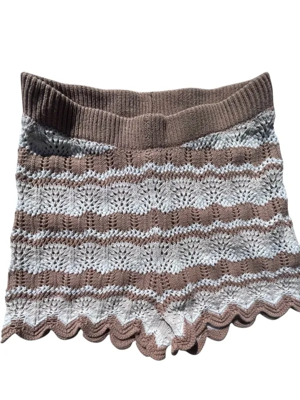 Hippie Rose Tan Ribbed‎ Knit shorts with Satin Lining - Image 3