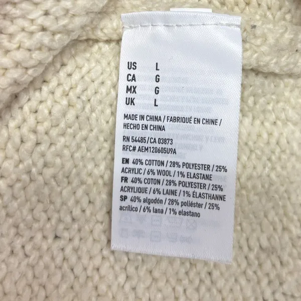 American Eagle Sweater Cream Wool Blend Fair‎ Isle Scandi Nordic Cabincore Large - Image 6