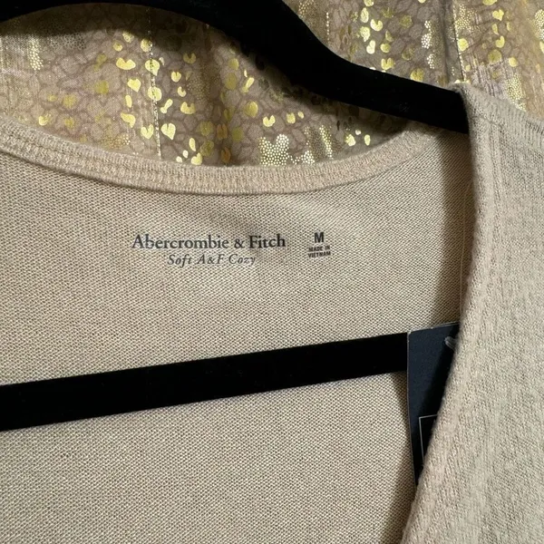 Abercrombie & Fitch Soft Cozy Tie Front Cream Long Sleeve Bodysuit M NWT - Image 3