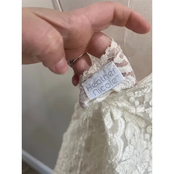 Hector Nicole White‎ Lace Mini Dress Sheer Crochet Slip Boho Size S - Image 8