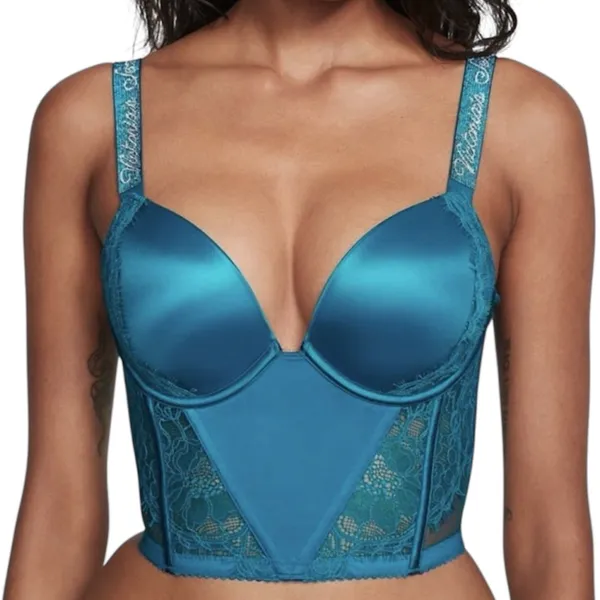 NWT Victoria’s Secret 34B rhinestone strap lace push up corset BC2 3303 - Image 15