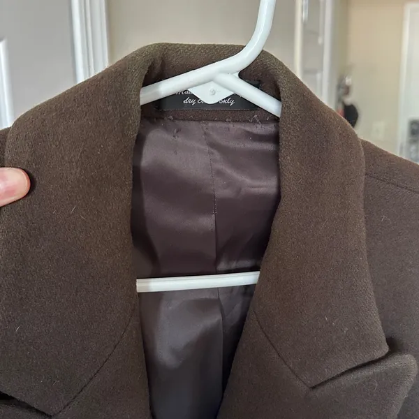 Chaps by Ralph Lauren Women’s Chocolate Brown Wool Overcoat, Size Medium - Image 5