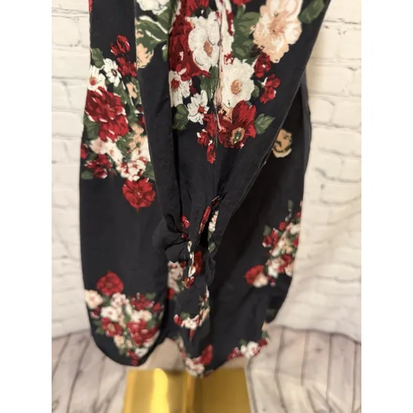 Zara Women’s Premium Denim Collection Navy Flowers Swing Dress Size Small - Image 5