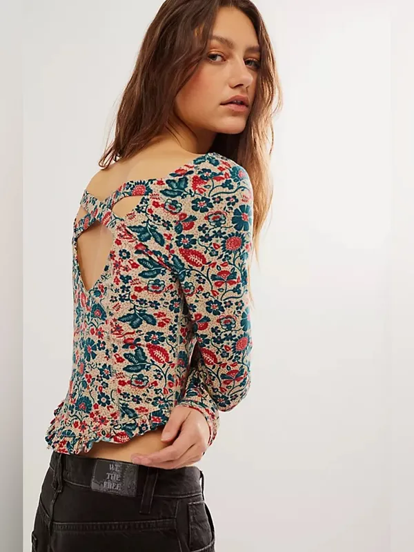 Free People Melanie Long Sleeve Top Medium - Image 2