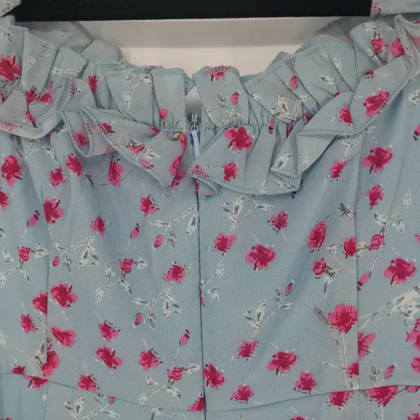 Superdown Revolve Sky Blue Floral Mini Dress Size Small Off The‎ Shoulder Girly - Image 12