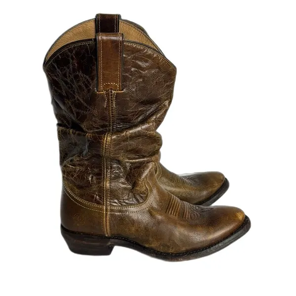 DOUBLE H Western Distressed Tan Brown Slouch Boots Womens 7.5 M - Image 5