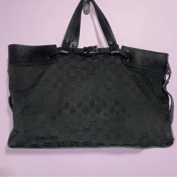 Gucci Weekender Tote Bag GG Canvas Monogram Top Handle Large Purse - Image 6