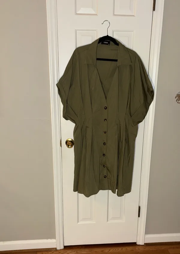 Cider Olive Green Button-Up Dress - Image 5