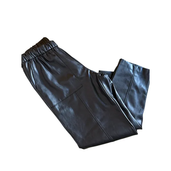 GAP Petite Faux Leather Cargo Pants Black M Petite Utility Straight Leg - Image 6