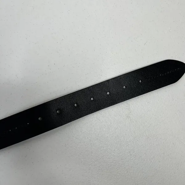 Olga Santini Women's Size L Leather Belt Black DOUBLE‎ OO Buckle Silver Toned - Image 8