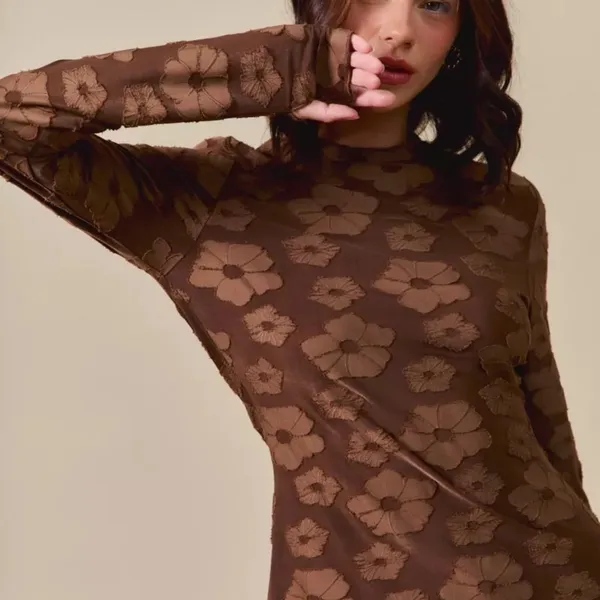 SO ME Stretched Jacquard Casual Tops‎ with Thumb Opening - Image 2